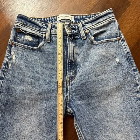 Abercrombie & Fitch Curve Love The Mom High Rise Jeans Acid Wash Casual Sz 26/2s - Picture 6 of 8